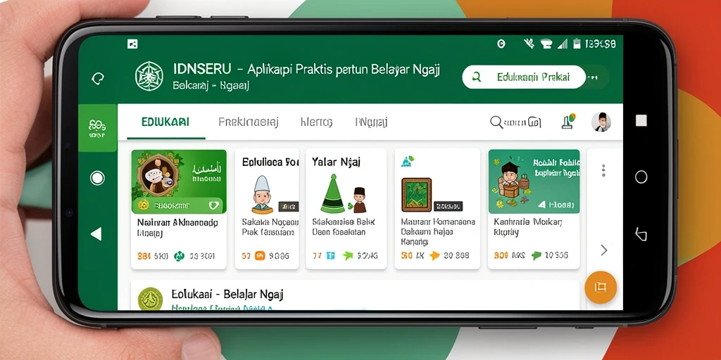 Antarmuka aplikasi IDNSERU yang intuitif untuk belajar Ngaji.