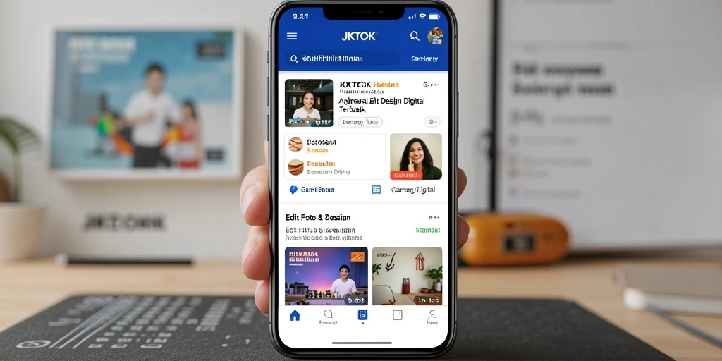 Tampilan antarmuka utama JKTOK untuk pengeditan foto digital.