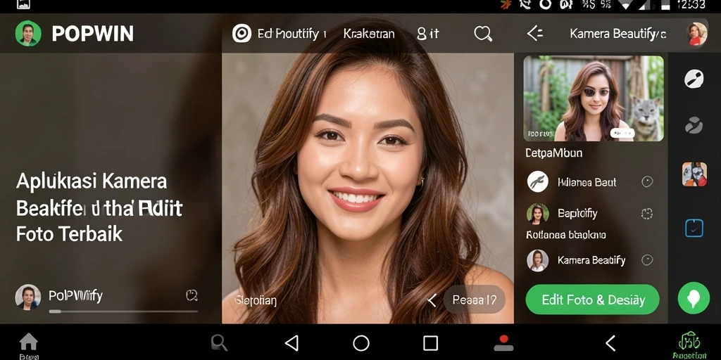Antarmuka pengguna intuitif aplikasi POPWIN untuk edit foto.