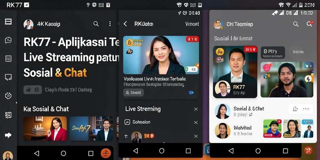 Screenshot antarmuka RK77 menampilkan fitur Live Streaming yang interaktif.