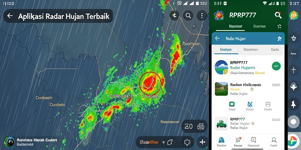 Antarmuka aplikasi RPRP777 menampilkan informasi cuaca dan radar hujan yang akurat.