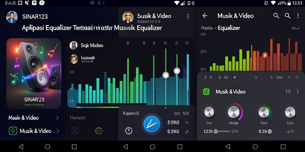 Antarmuka aplikasi Equalizer SINAR123 yang menarik dan fungsional.